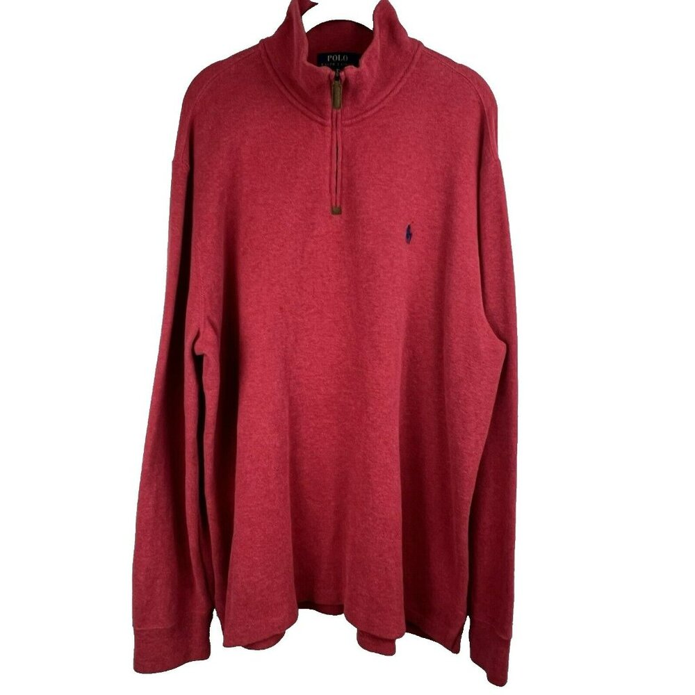 Polo Ralph Lauren 1/4 Zip Sweater Men's Extra Large Red Blue Pony Long Sleeve‎